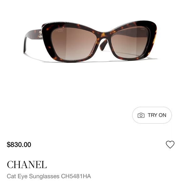 Do Not Buy - Authentic Chanel Tortoise Cat Eye Sunglasses with pearls CH5481HA - Picture 3 of 4